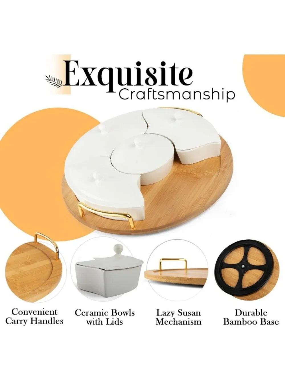 13.5” Divided Chip & Dip Serving Set - Appetizer Platters, Party Trays & Lazy